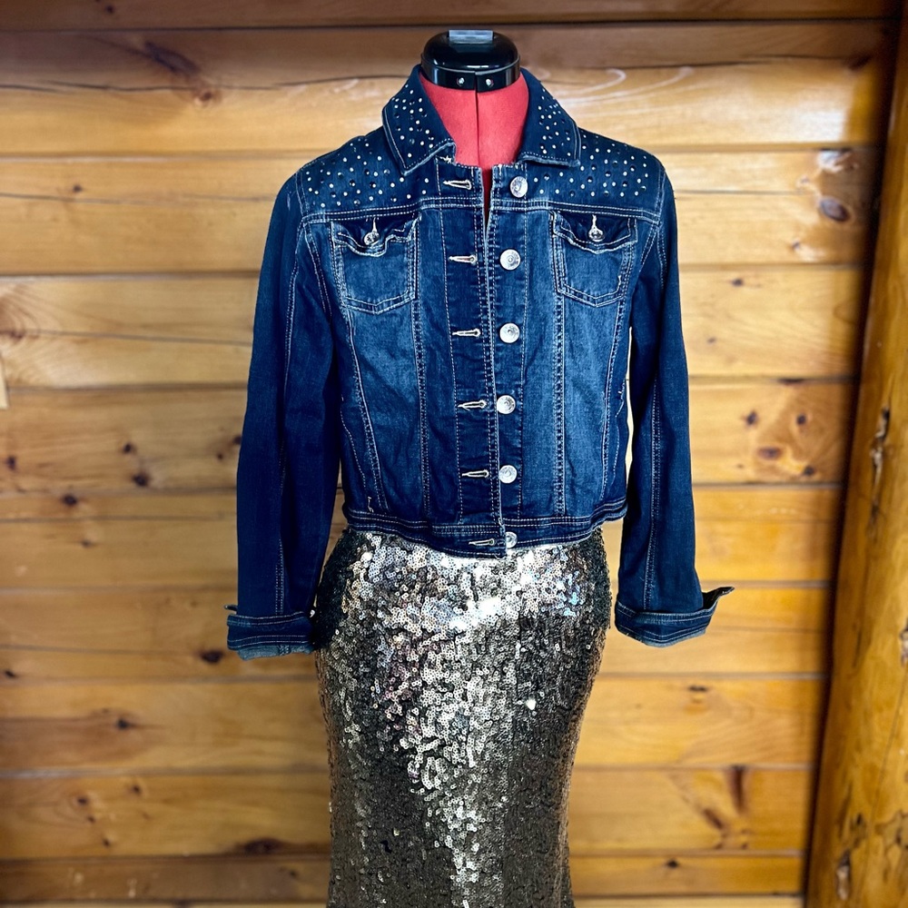 Junior size Denim Jacket with Studded Detail Girls 16 or x small adult